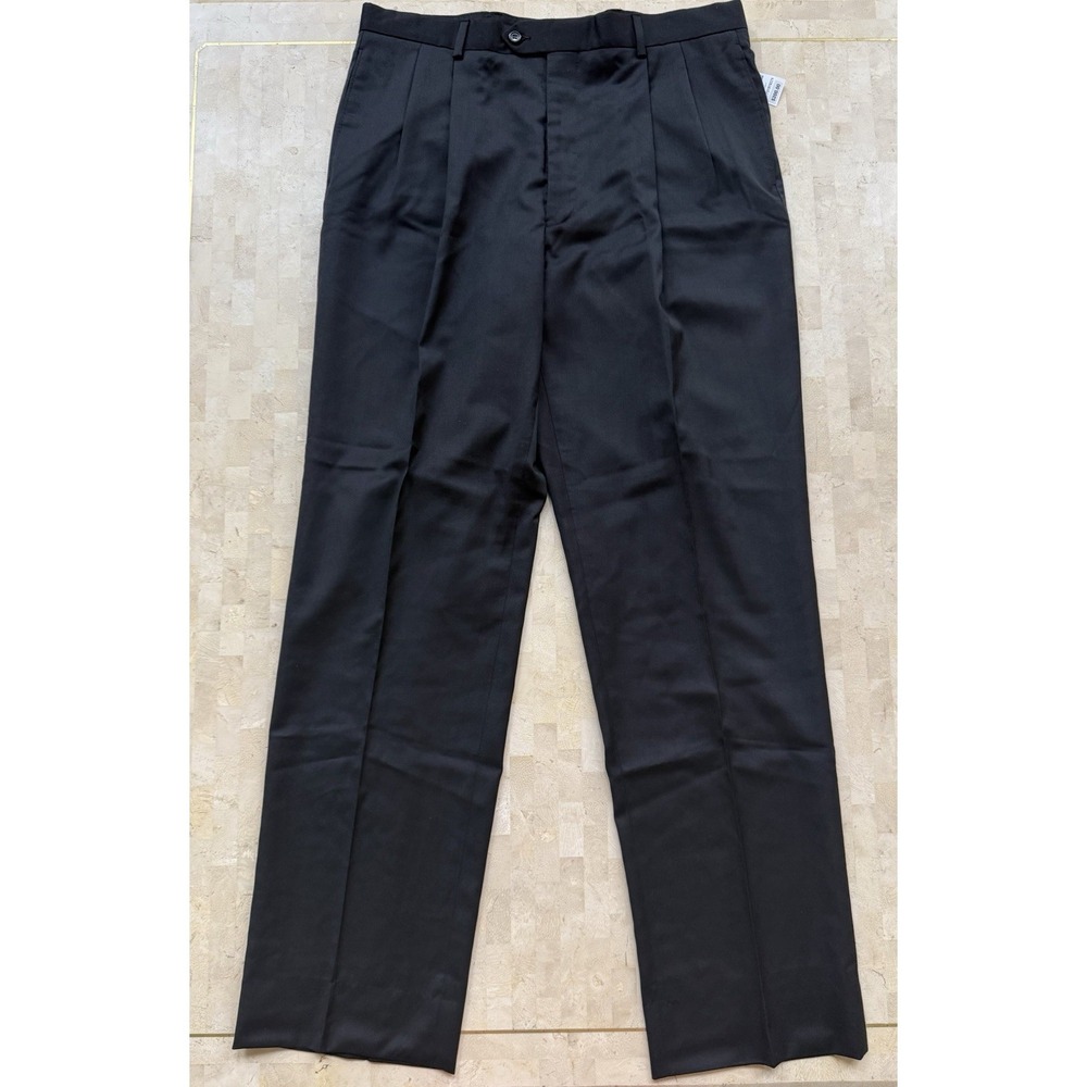 Jos. A. Bank Signature Pleat 100% Wool Black Dress Pants Men's Size 36L NWT $200